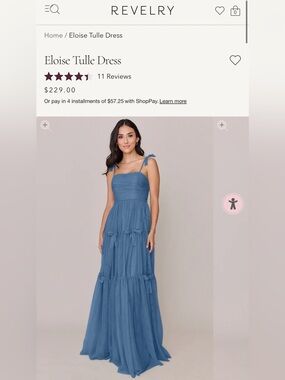 Revelry Eloise Tulle Maxi Dress in Dusty Blue
